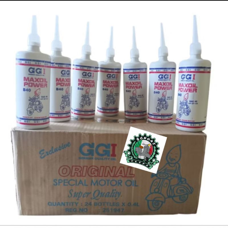 (PERDUS) Oli mesin vespa GGI + corong Oli mesin vespa 2 tak GGI ( isi 24 pc )