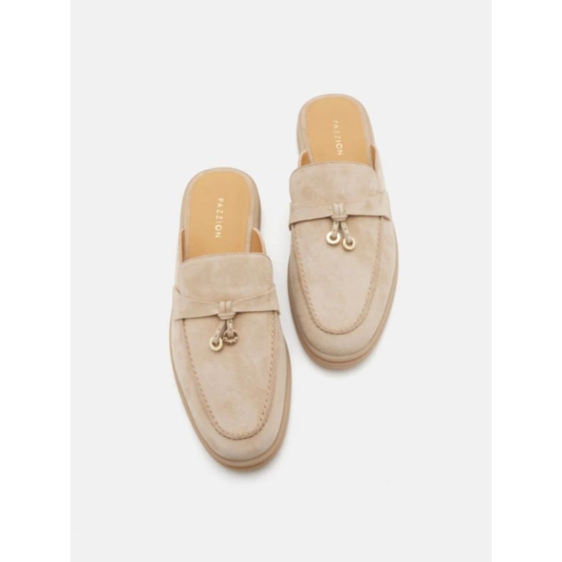 PRE ORDER - PAZZION ORIGINAL MAVIS SUEDE MULES ALMOND