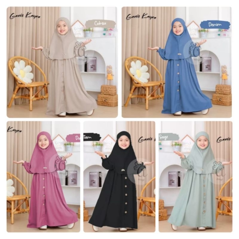 Gamis anak perempuan 2-12 tahun/Gamis anak linen/gamis muslim perempuan