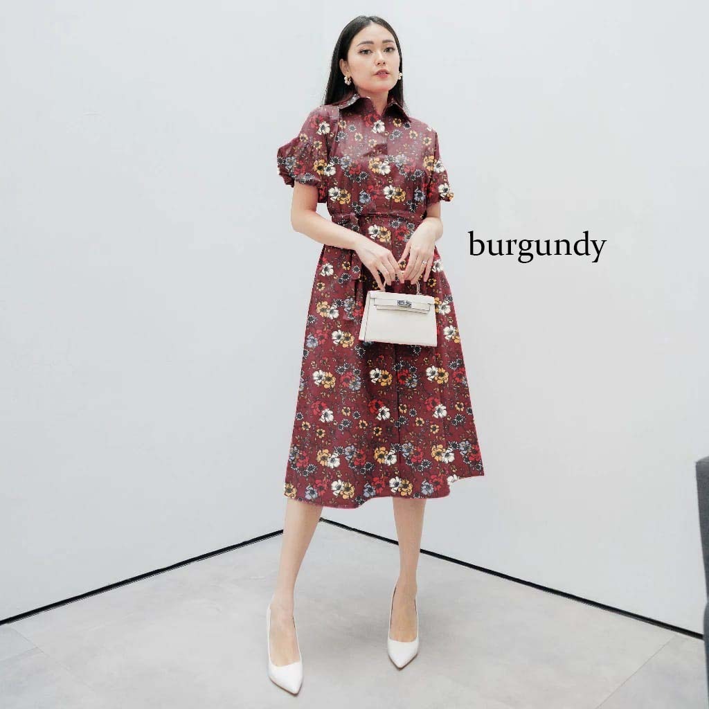 Midi Dress Nadine Dress Wanita Premium murah Dress Korea Wanita Terbaru Midi Dress Kekinian