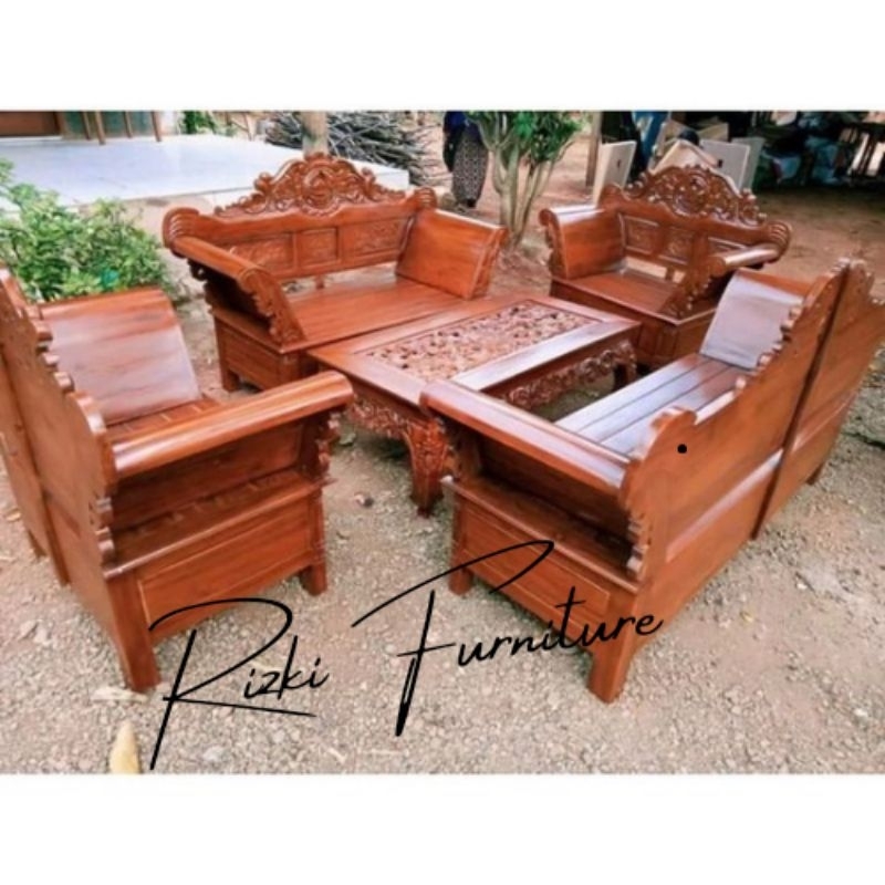 KURSI MADURA MATAHARI KAYU JATI / KURSI TAMU KAYU JATI