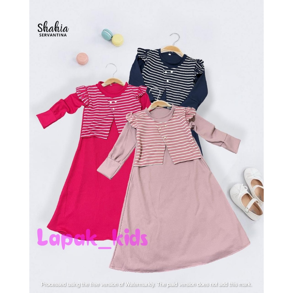 gamis anak perempuan buat lebaran dengan blazer usia 1 sampai 10 tahun