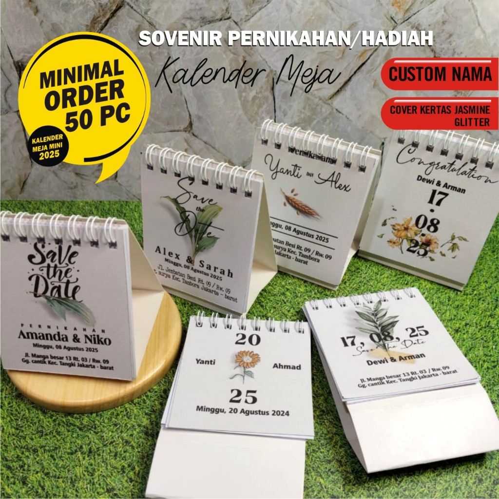 

Souvenir kalender Pernikahan, Pesta, Ulang tahun, Khitanan bisa custom nama