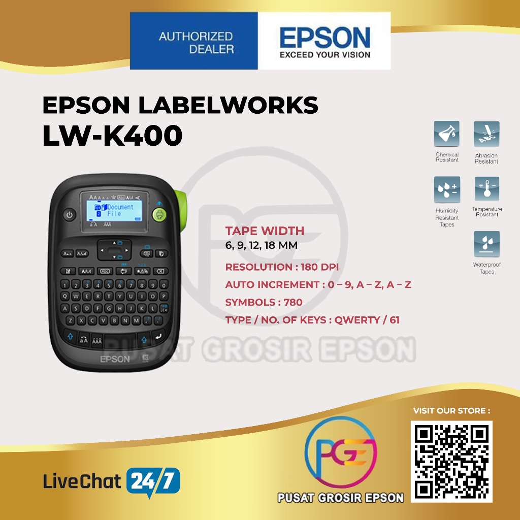 

Printer Label Epson LabelWorks LW-K400 LW K-400 LW K400 LW K400 ORIGINAL DAN GARANSI RESMI