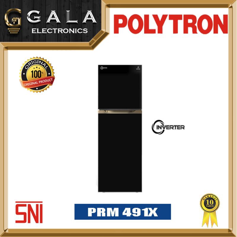 Lemari Es / Kulkas Polytron Inverter PRM 491X / 491 X Belleza Big Liter (2 Pintu)