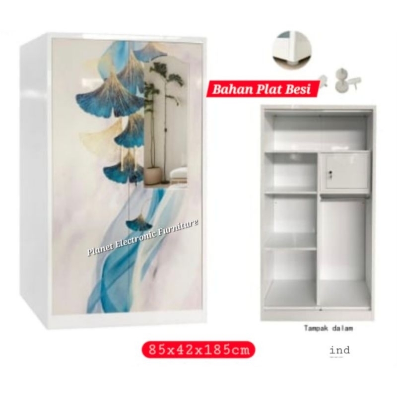 Lemari pakaian plat besi 2pintu 85cm Lemari anti rayap lemari tahan banjir lemari baju lemari besi P