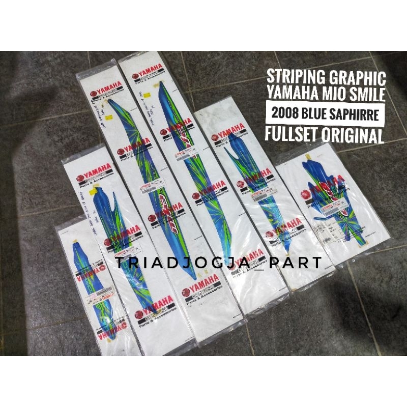 striping sticker graphic decal lis mio smile 2008 biru cw sapphire original
