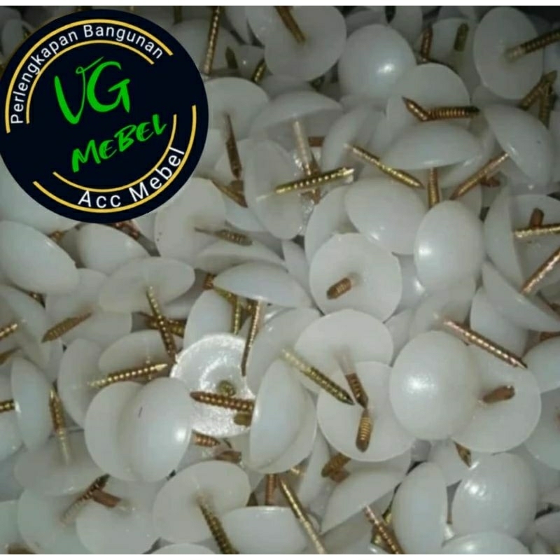 500 PCS : Paku Rotan / Paku Ulir PUTIH / Paku Bakpao Plastik / Paku Kaki Furniture Meja Mebel