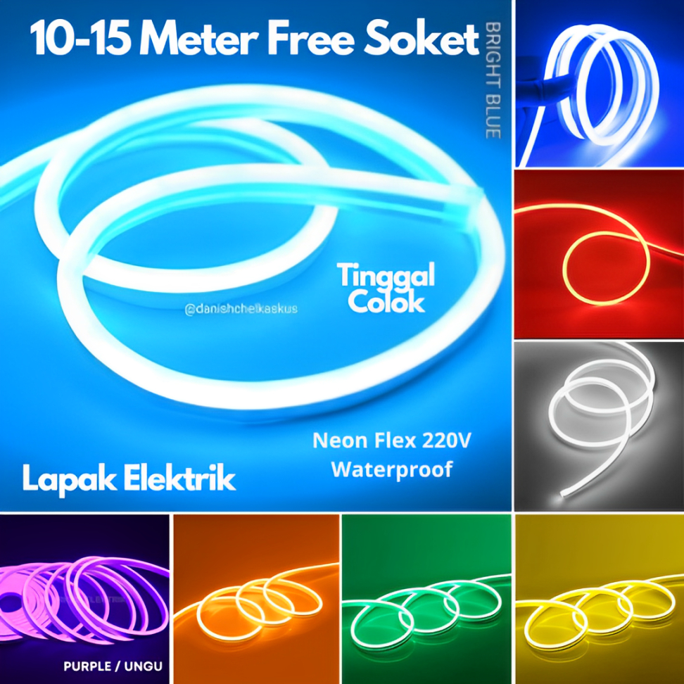 Lampu Led Neon Flex 10 - 15 Meter Kamar Aesthetic Tempel Dinding Dekorasi Rumah Plafon Free Soket