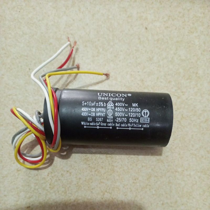 KAPASITOR  CAPASITOR MESIN CUCI POLYTRON  MANUAL 2 TABUNG KAPASITAS CUCI 6KG SAMPAI 13 KG