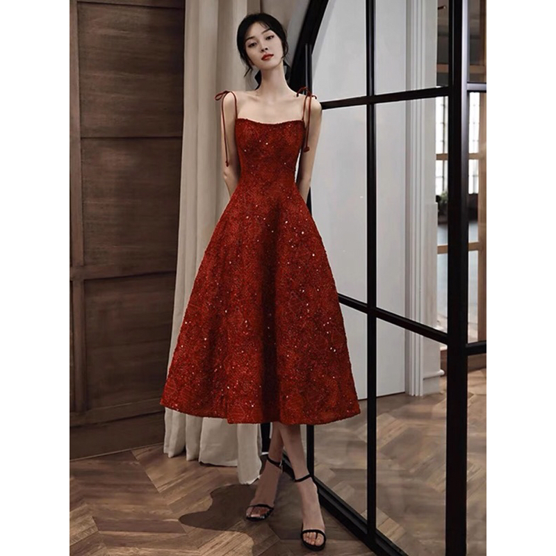 Gaun Pesta Import Tali Merah Wanita