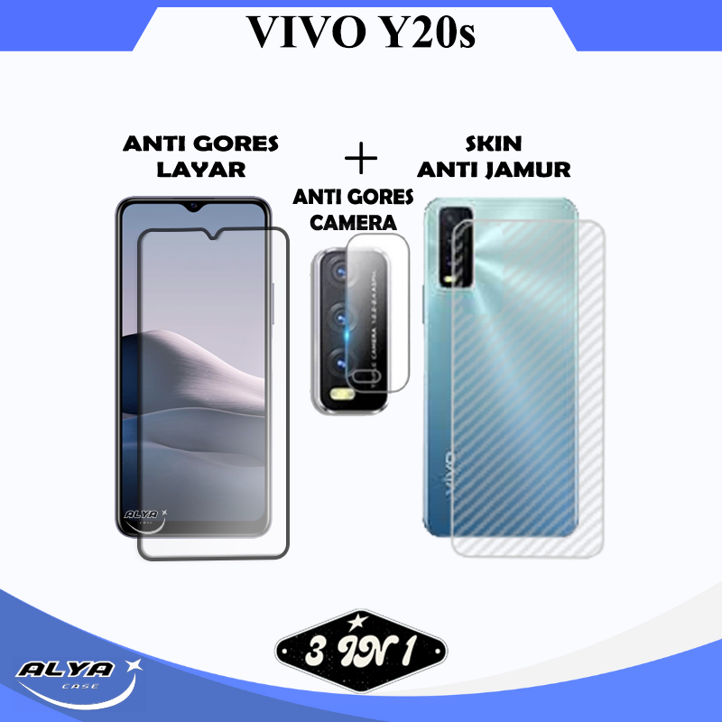 Paket 3in1 Anti Gores Vivo Y20s Y20g Y20s [G] Tempered Glass