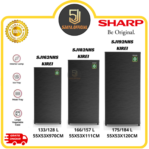 Kulkas Sharp 1 Pintu - SJ162NHS/SJ182NHS/SJ192NHS Kirei