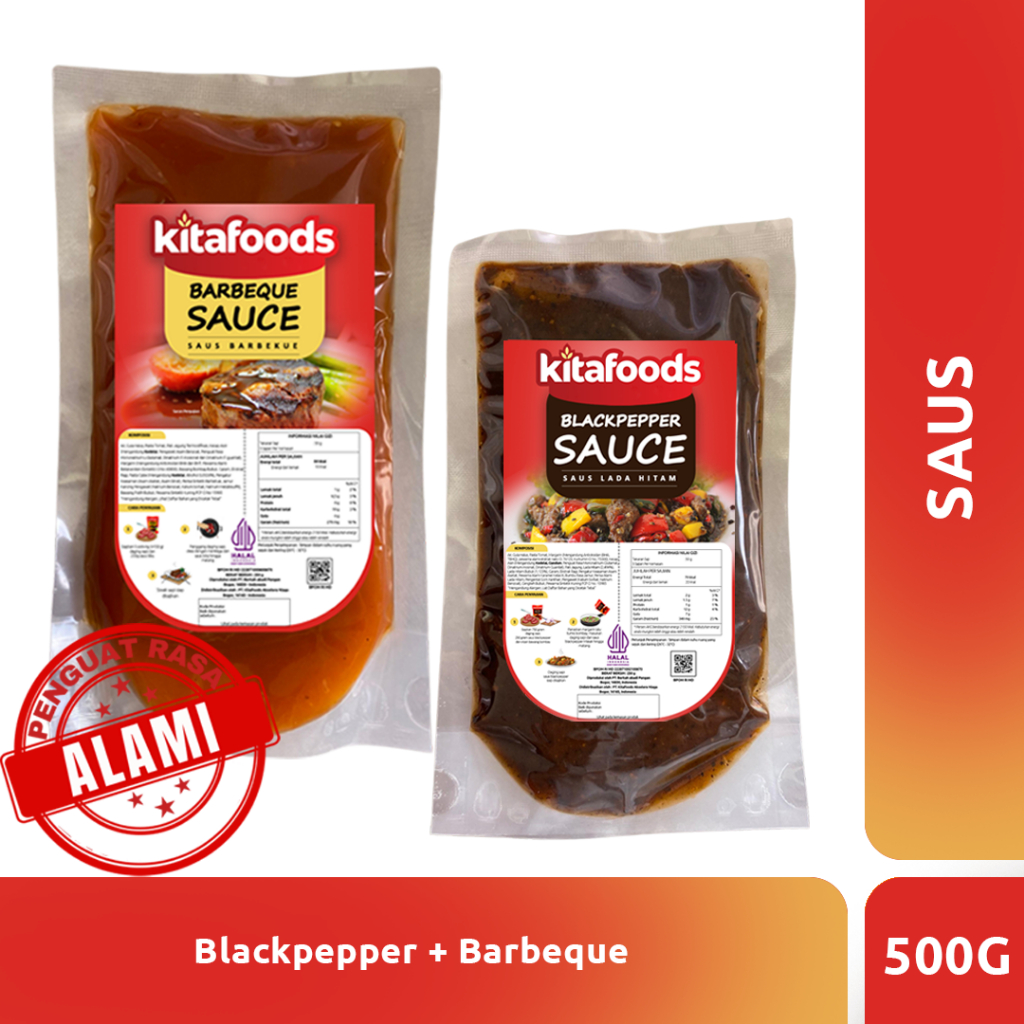 

Kitafood Paket mix sauce 5 ( Bbq sauce 250gr + Blackpepper 250GR ) Tanpa penguat rasa
