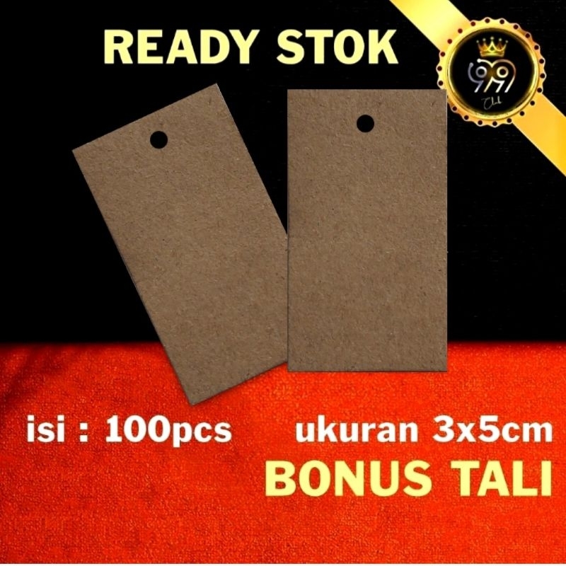 

hangtag craft coklat hangtag polos craf hangtang kraf kosongan 3x5 isi 100 pcs label craft