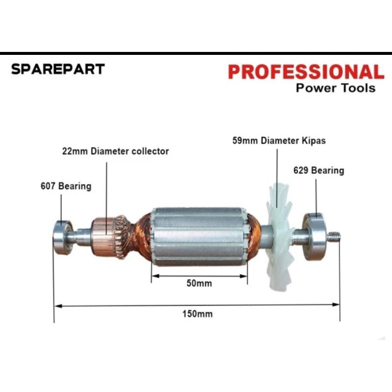 Armature gerinda maktec MT 90 / MT 91 / Dinamo gerinda Maktec / gulungan dinamo gerinda maktec