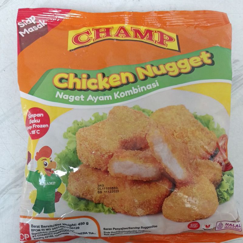 

CHAMP NUGGET AYAM 450GR & 225 GR / CHICKEN NAGET FROZEN PIRINGFOODS