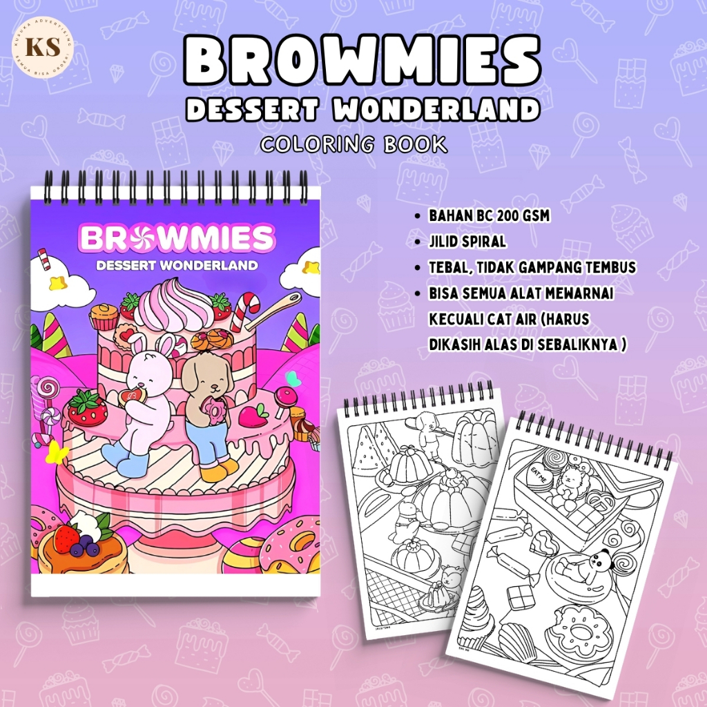 

BROWMIES DESSERT WONDERLAND Comfy Coloring Book Cozy For Kids And Adults Buku Mewarnai Anak Remaja A4