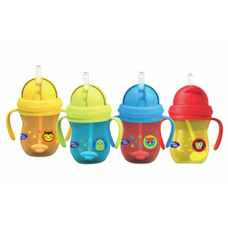 Baby safe Bottle with Straw / Botol minum anak baby safe dengan sedotan