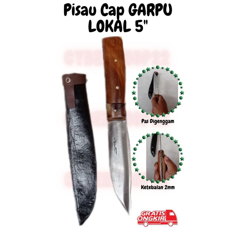 Pisau Daging, Pisau Seset Kulit Cap GARPU 5inch LOKAL