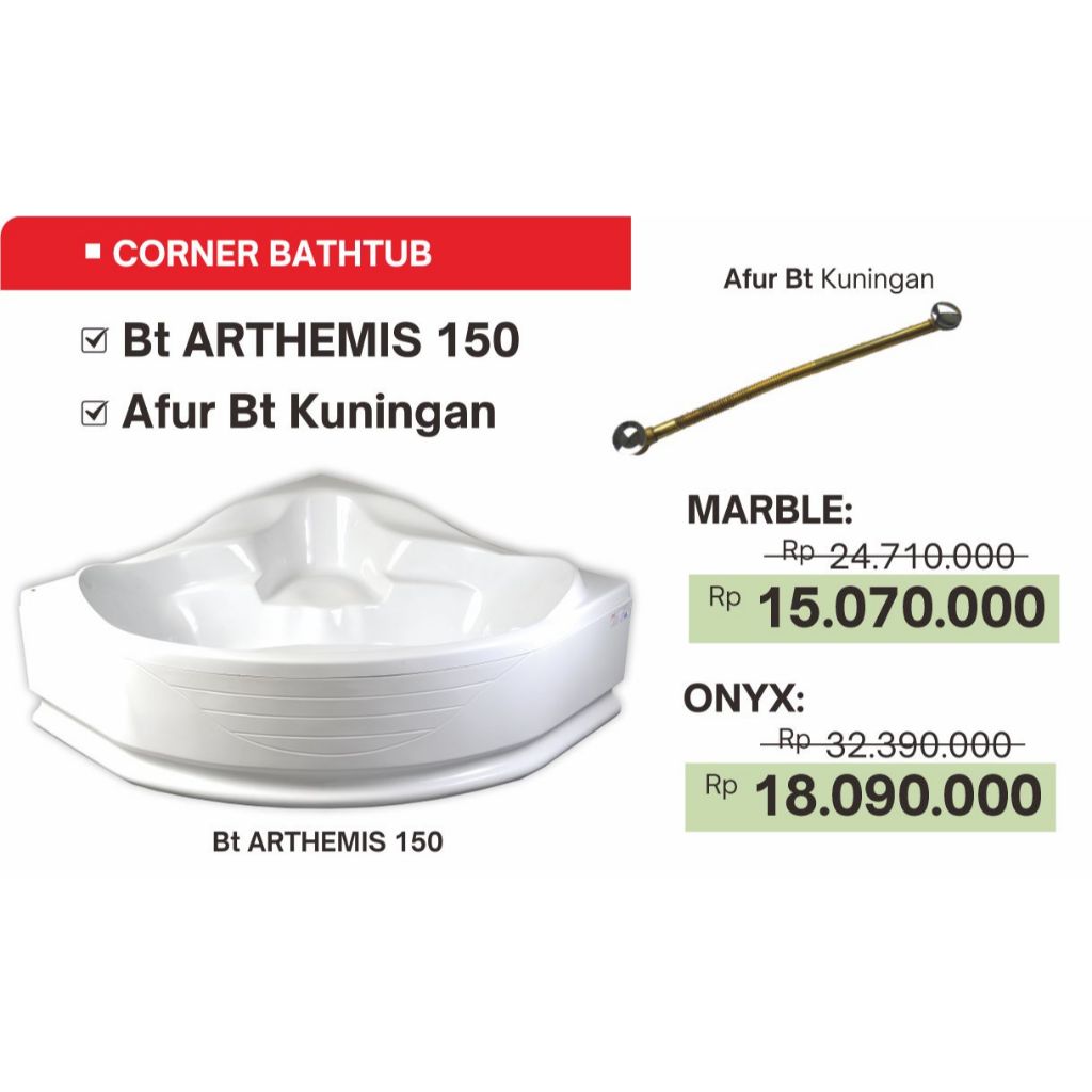 Halmar Paket Bathtub Arthemis 150 + Afur Bathtub Kuningan