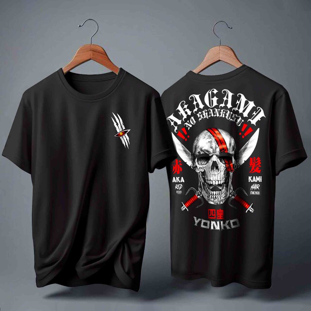T shirt Kaos Anime Onepiece Akagami no Shank Pirates Emperor Killer - Anime One Piece
