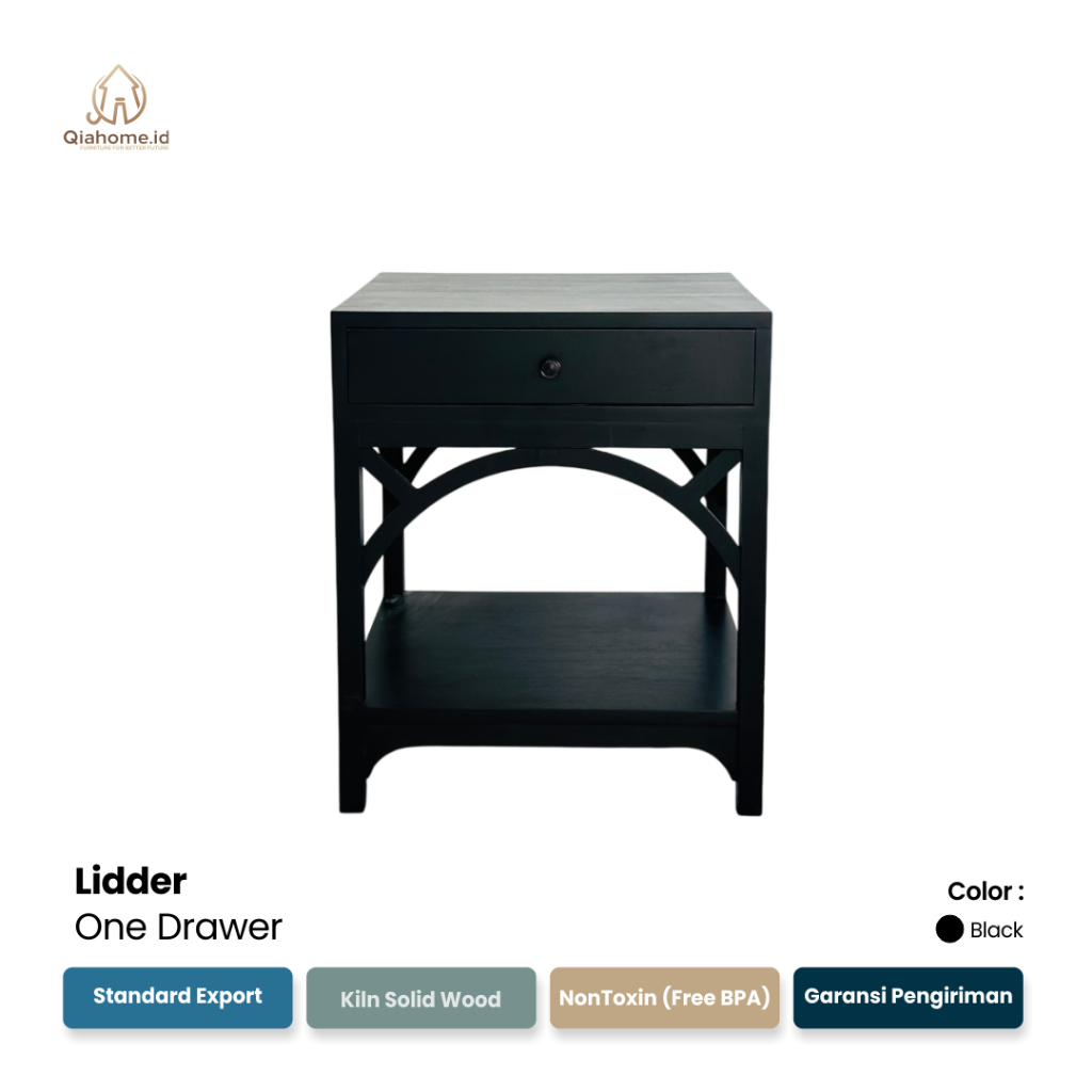 Qiahome Black Coffee Table Series  Meja Ruang Tamu Minimalis  Coffee Table Kayu Aesthetic  Side Tabl