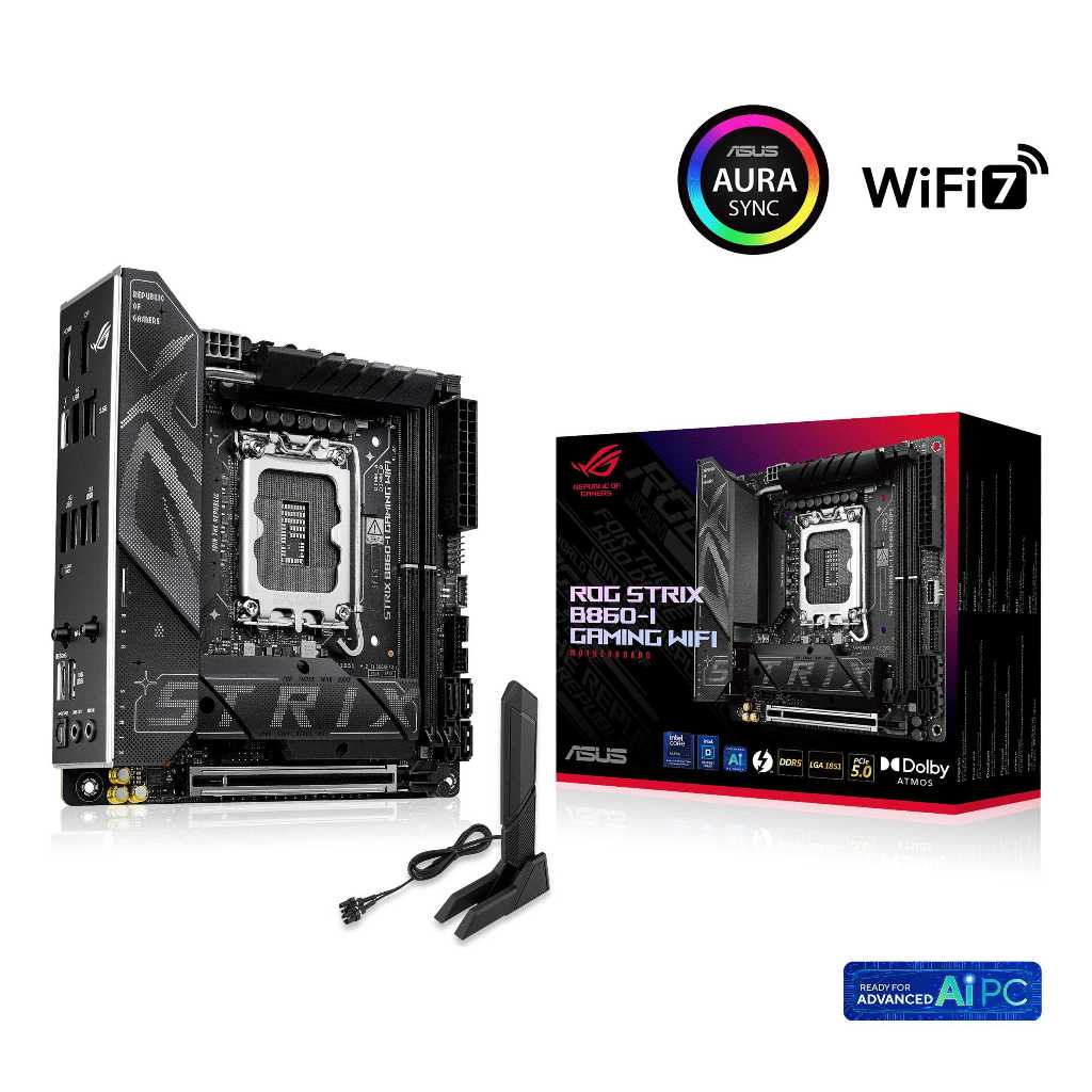 ASUS ROG Strix B860-I Gaming WiFi Mini-iTX Motherboard,Advanced AI PC-ready,DDR5,WiFi 7