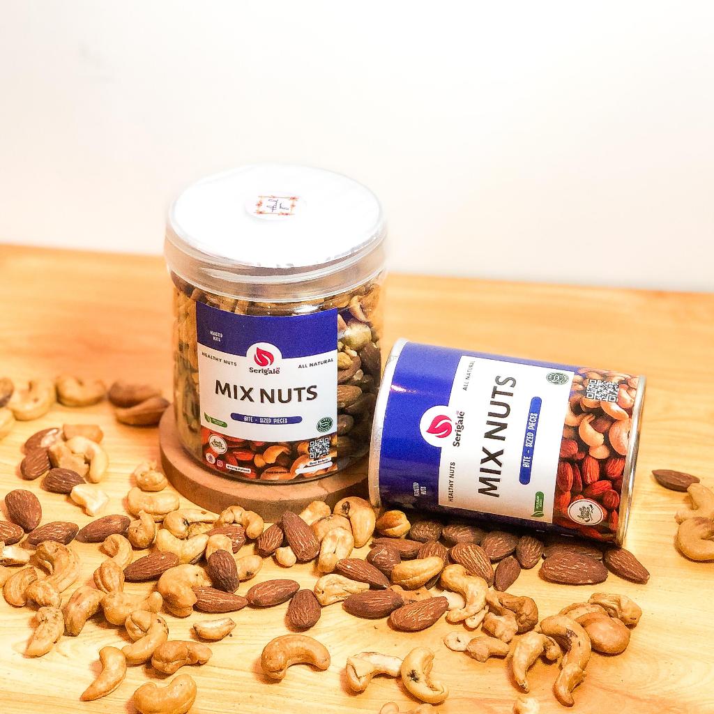 

Serigale Mix Roasted Nut l Kacang Mete Almond Panggang Rendah Kalori Kemasan Toples & Composite