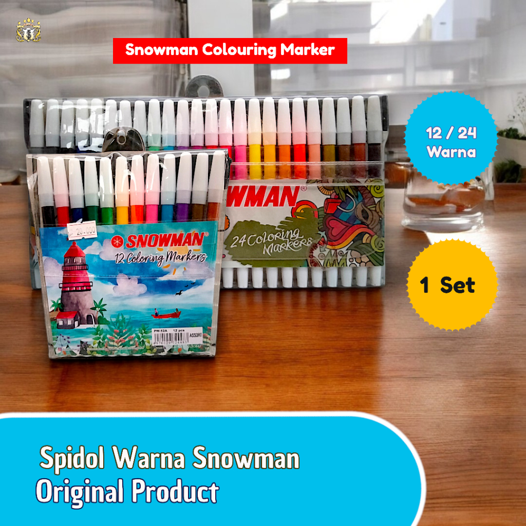 

Snowman Spidol Warna (12 / 24 Warna) / Colours Marker Untuk Mewarnai Gambar / Menulis Catatan / Kerajinan