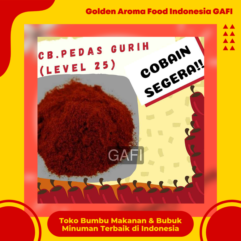 

GAFI Food Cabe Bubuk Pedas Asin Gurih (Level 25) 1 Kg Enak Murah Lezat Halal, Spicy Salty Savory Chili Powder (Level 25) 1Kg
