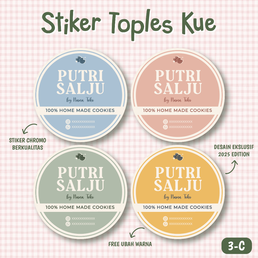 

JEESTA - Stiker Toples Kue Lebaran | Stiker OLSHOP | Stiker Label Kemasan | Stiker Cromo (KODE C)