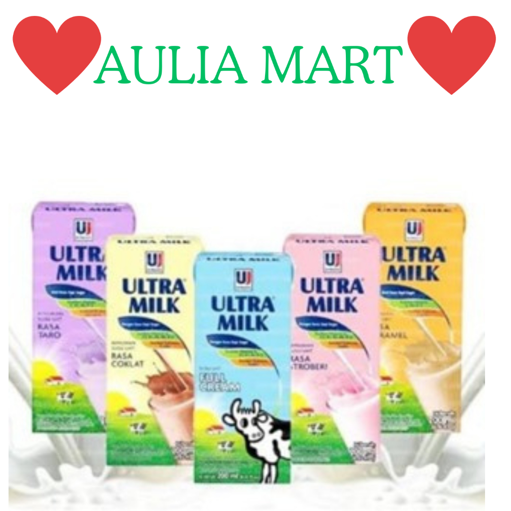 

Susu Ultra Milk 200ml - UHT Varian Full Cream, Coklat, Strawberry, Taro, Caramel