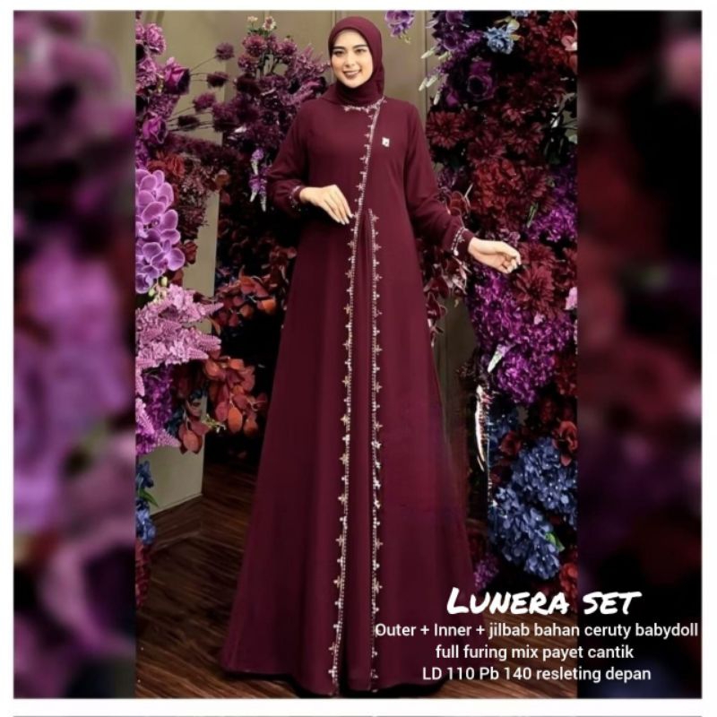 Lunera Set outer set hijab/Nora set outer/Narami set/Lunera Set Jumbo/baju terlaris baju kekinian in