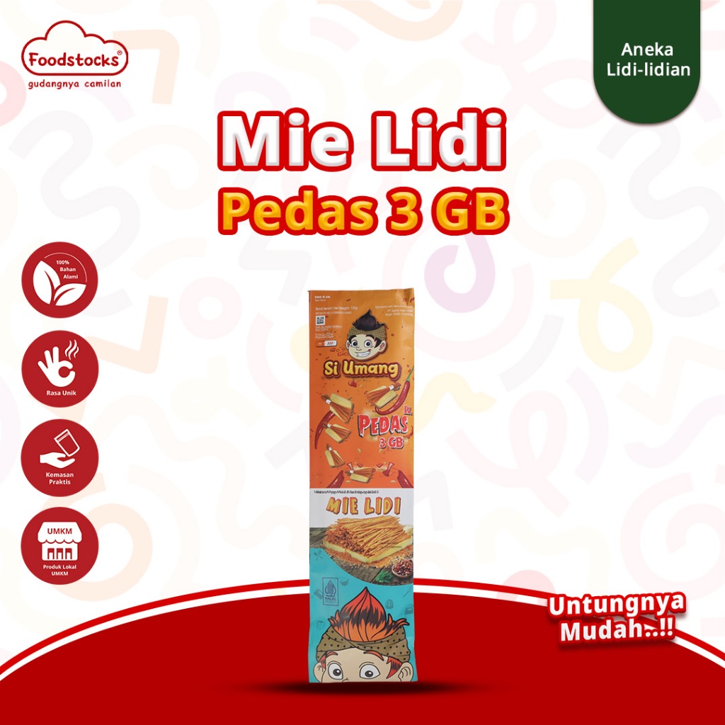 

Si Umang Cemilan Sapu Lidi 130g - Pedas 3 Giga