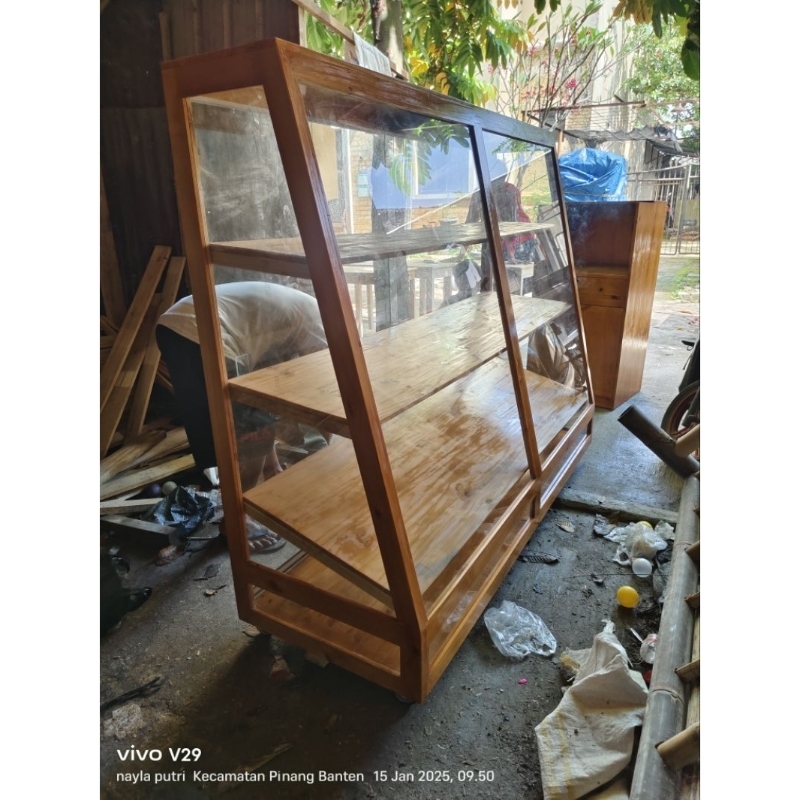 etalase kayu jati belanda full kaca