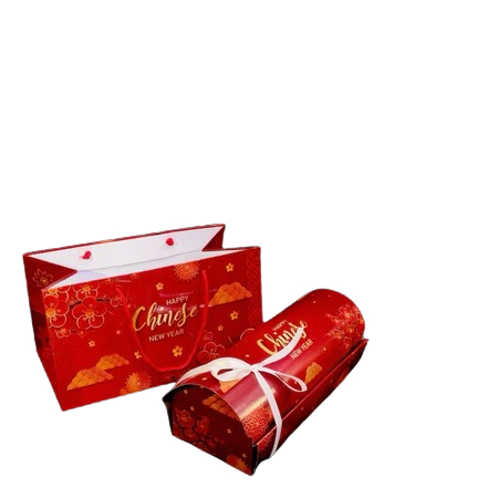 

( 5 pcs ) paperbag kertas imlek muat 2 toples kue kering 500gram motif mewah glossy dus cny sincia art carton premium 33x15x15 cm