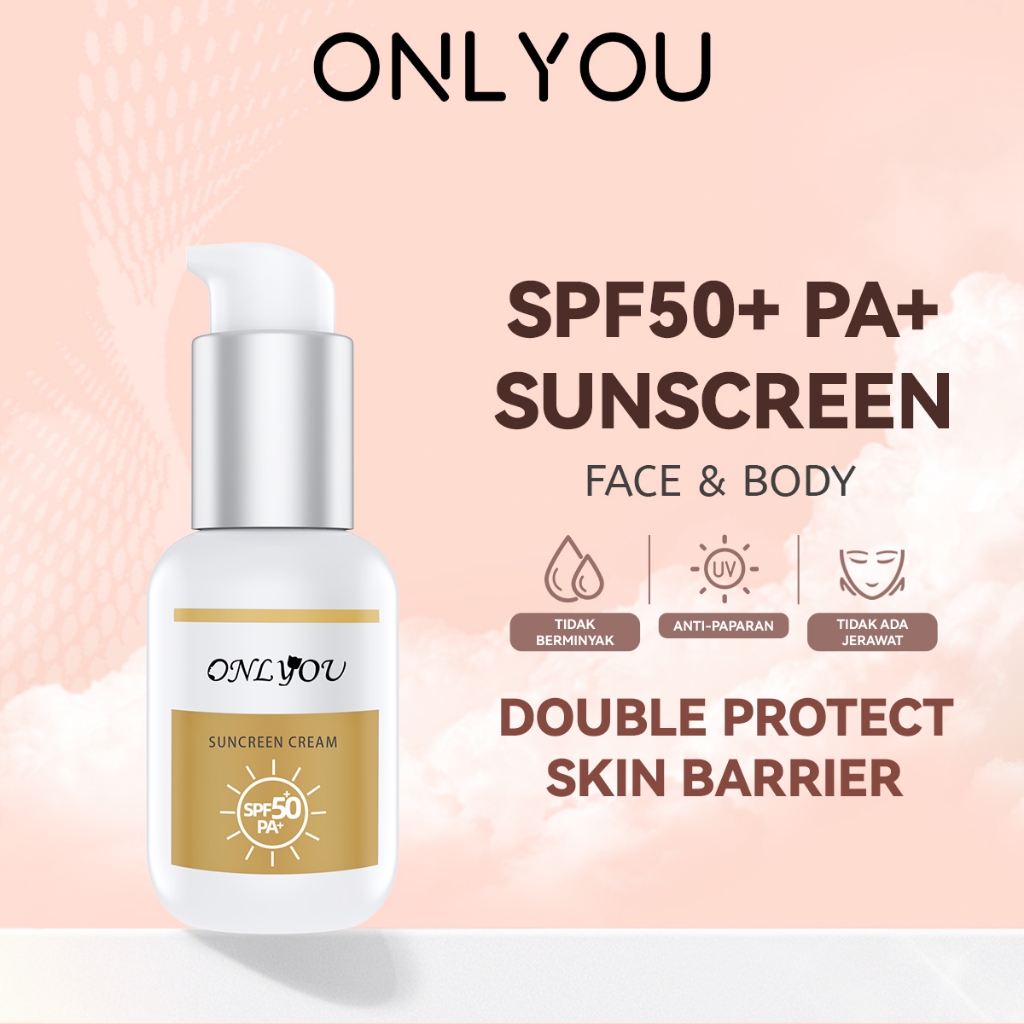 ONLYOU Sunscreen Cream SPF 50+ PA+ Sunscreen Face & Body Menyegarkan Tahan Air dan Tahan Keringat Whitening Sunblock