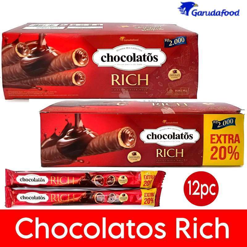 

CHOCOLATOS RICH WAFER ROLL COATED KOTAK ISI 12