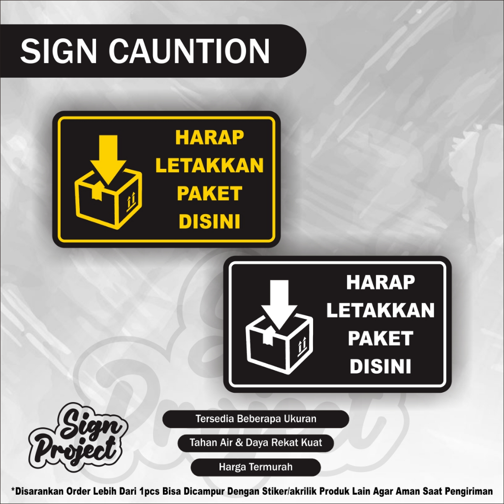 

SIGN STICKER - HARAP LETAKKAN PAKET DI SINI - BAWAH - EMAS/HITAM 20x12 STIKER MOHON LETAKAN PAKET DISINI | STIKER