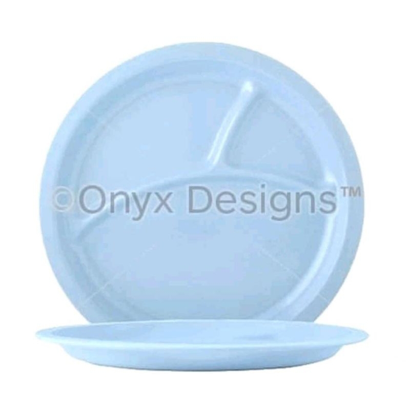 Piring Onyx Sekat 3 | Piring Makan Sekat Katering Melamin Piring Putih