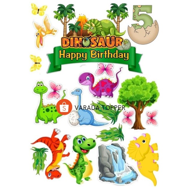 DINOSAURUS CUTE/ Topper Tema DINOSAURUS Free Request Nama/Hiasan Kue Ultah DINOSAURUS CARTOON