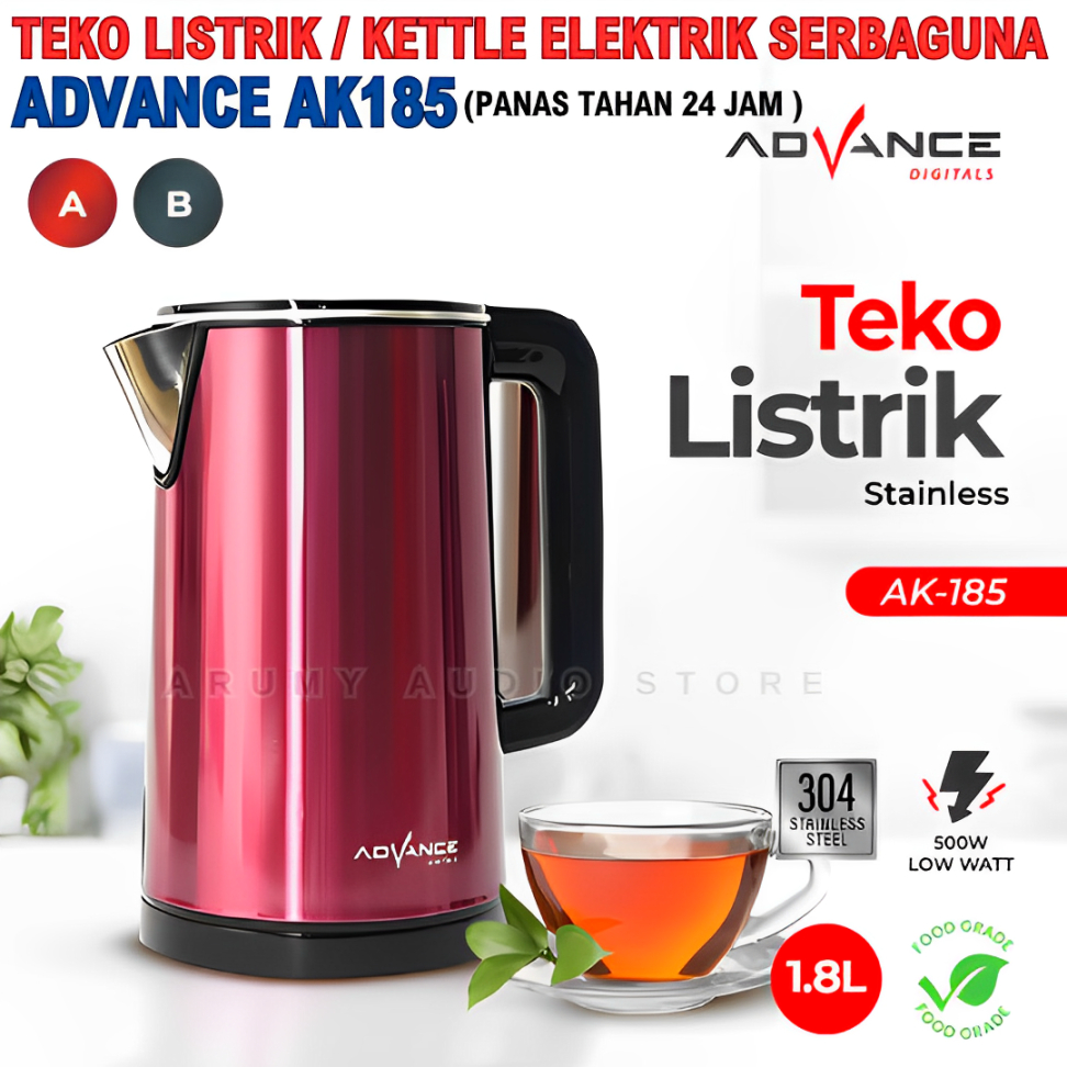 Advance Electric Kettle/Teko Listrik 1.8 Liter Ak-185 Advance Ak 185 Teko Listrik Low Watt / Kettle 