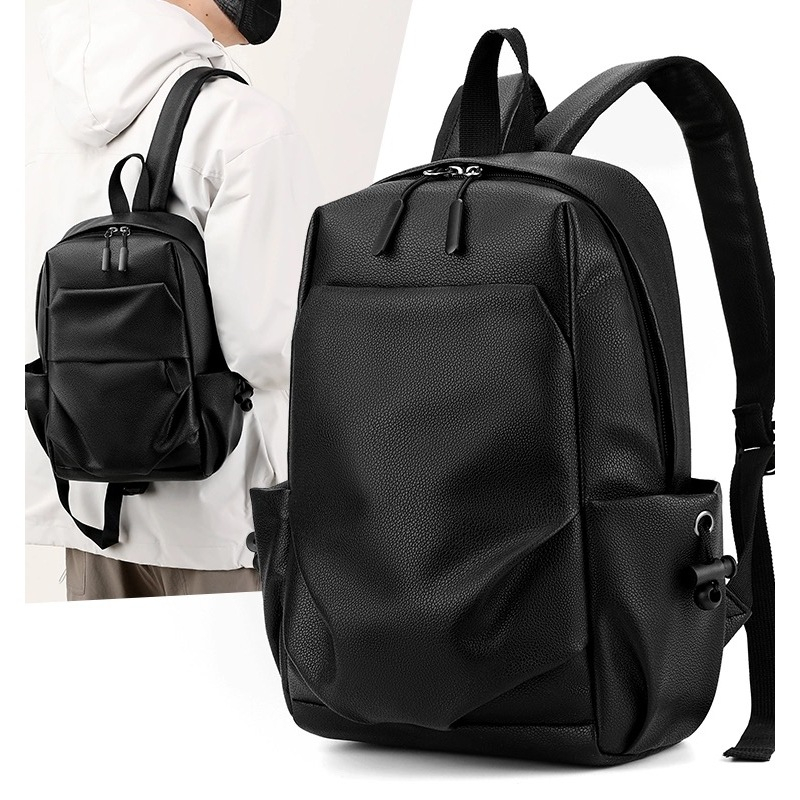 Uphike Tas Ransel Cowok Hitam Waterproof  Tas Ransel Mini Pria Bahan Anti air Tas Kerja kuliah TS612