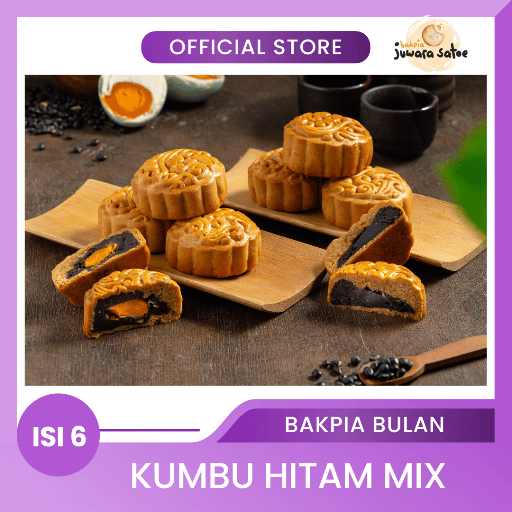 

BAKPIA JUWARA SATOE [ Isi 6 ] Bakpia Bulan Kumbu Hitam Mix - Oleh Oleh Khas Jogja