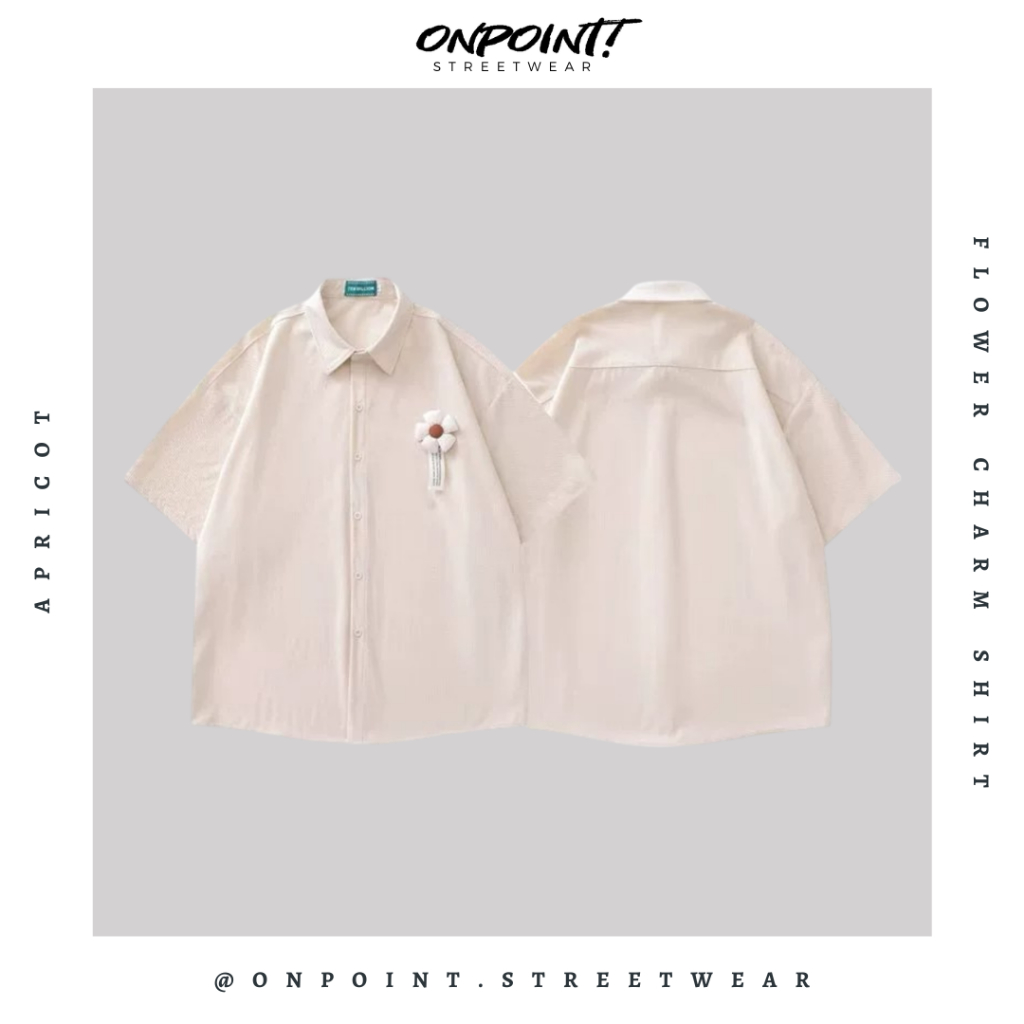 Flower Charm Shirt - kemeja denim pria kemeja jeans wanita oversize gaya korea sablon premium jumbo 