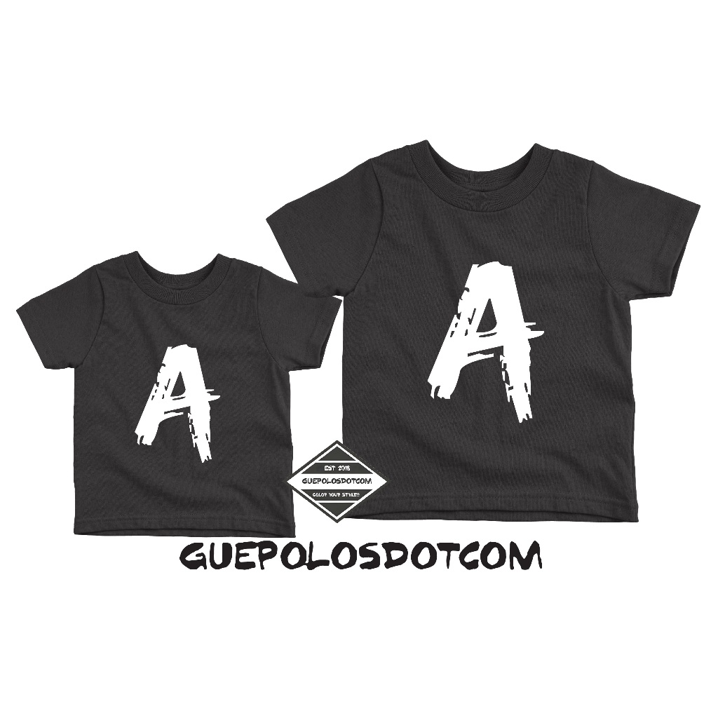 KAOS T-SHIRT COUPLE INISIAL HURUF BISA CUSTOM - BAJU COUPLE BISA CUSTOM INISIAL NAMA HURUF abc - KAO