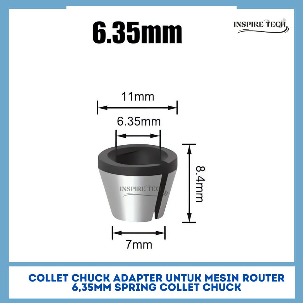 Adapter Collet Chuck untuk Mesin Router 6.35mm Spring Collet Chuck