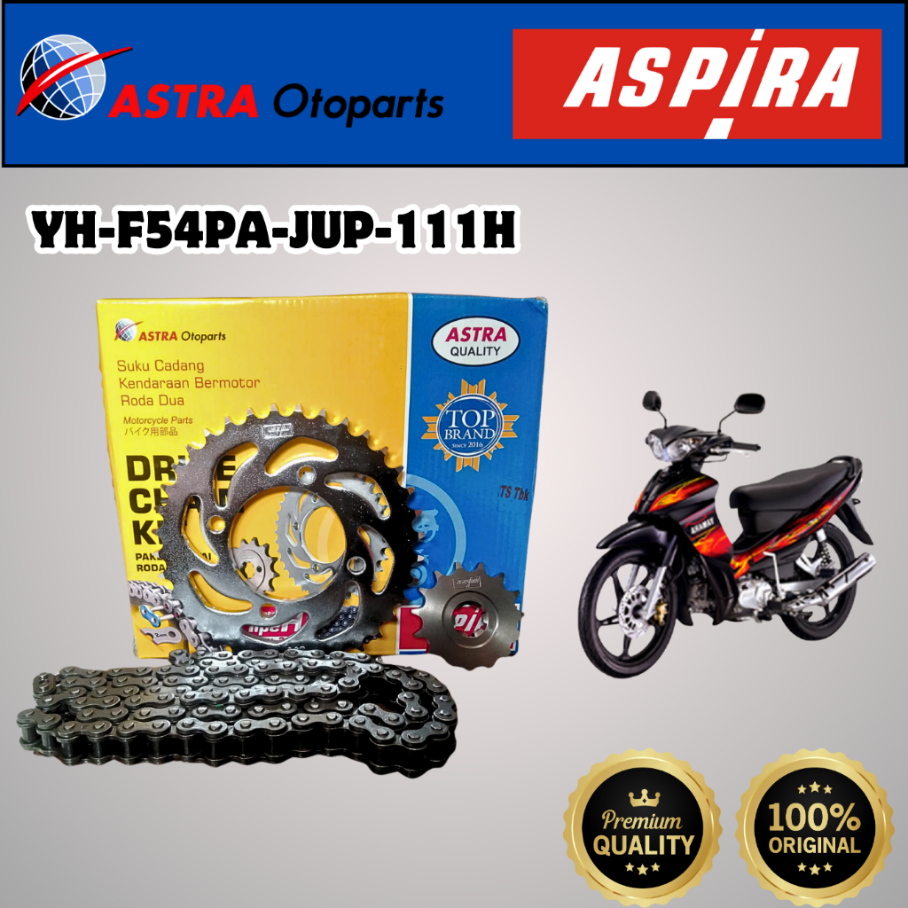 GIR SET MOTOR JUPITER Z VEGA R FIZ R ASPIRA ORI 1 SET GIR DEPAN BELAKANG+RANTAI( YH-F54PA-JUP-111H )
