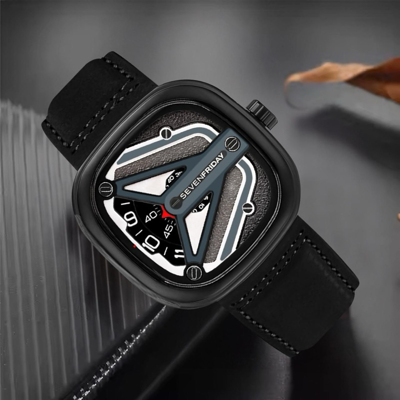 ( BISA COD ) Jam Tangan Pria SEVEN FRIDAY M2 SF Kulit Body Segi ANTI AIR Tali Leather Include BOX  |